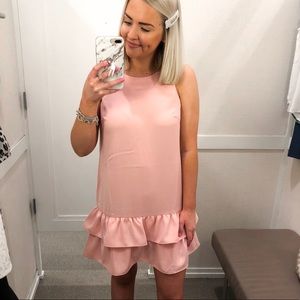 PINK RUFFLE HEM DRESS